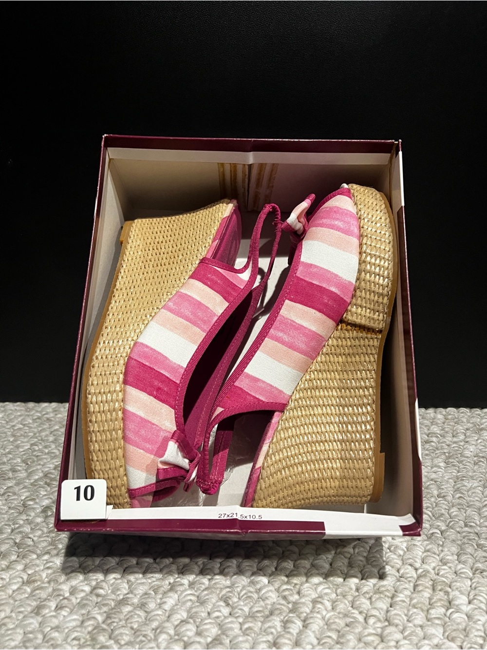 Vintage Gitano Pink and Cream Striped Wedge Espadrille